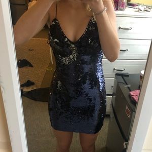 navy sequined mini dress